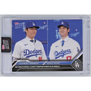 2023 Topps Now #OS26 Yoshinobu Yamamoto Rookie RC and Shohei Ohtani LA Dodgers